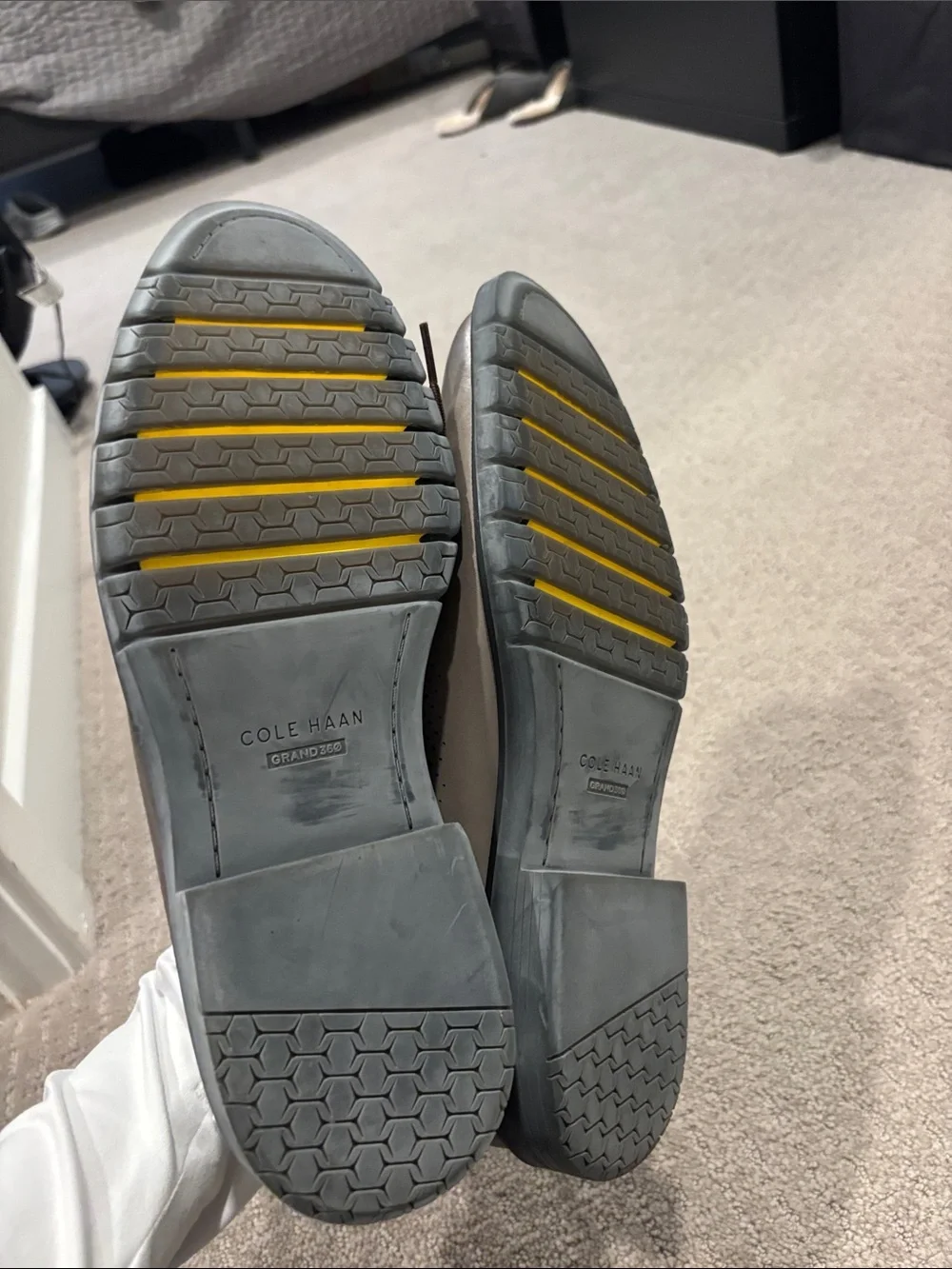 Cole Haan Perforated Leather Derby in Gray with Brown Laces